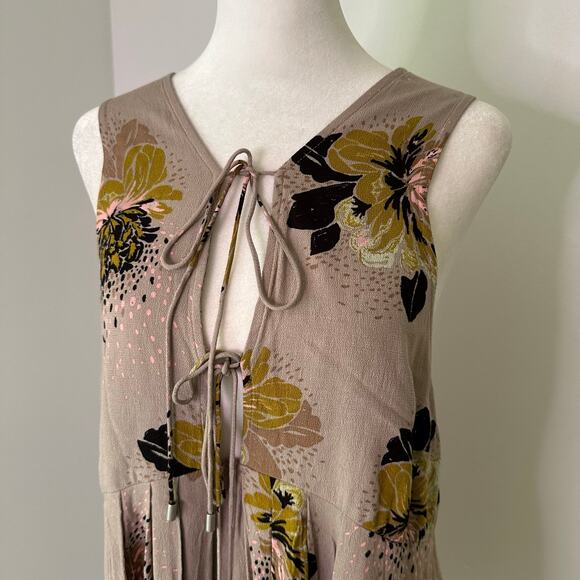 Free People light purple floral tie-front mini dress size S - Picture 5 of 13